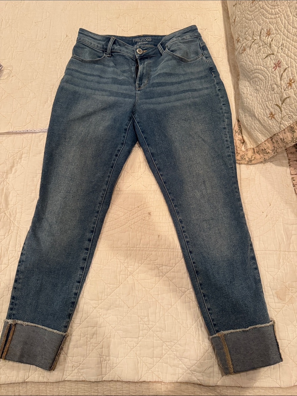 Maurices Women's Dark Blue Cropped Ankle Jeans - Folded Hem